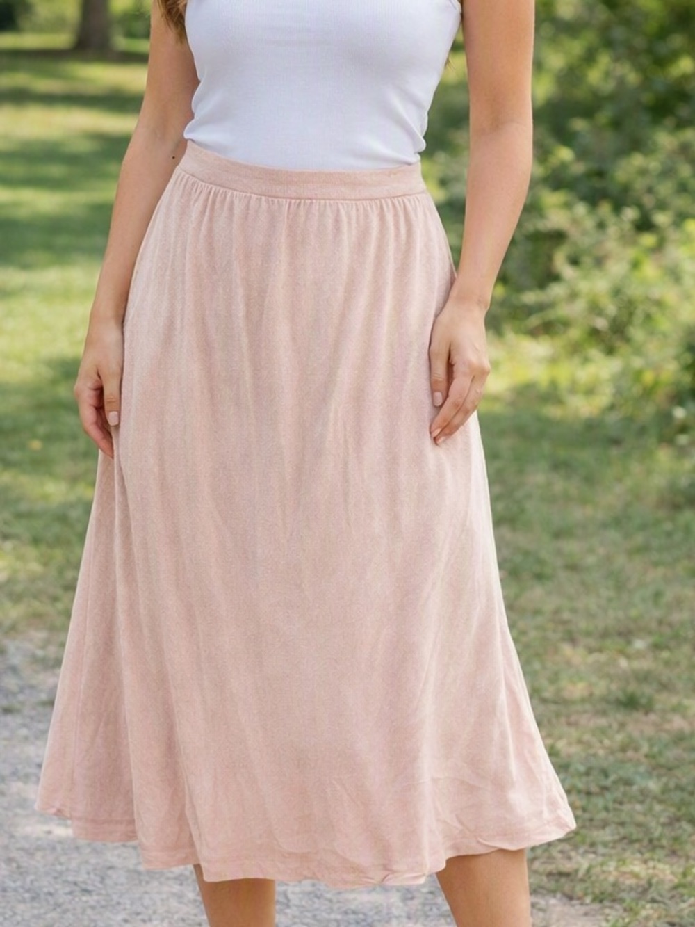 Peruvian Connection Blush Midi Skirt